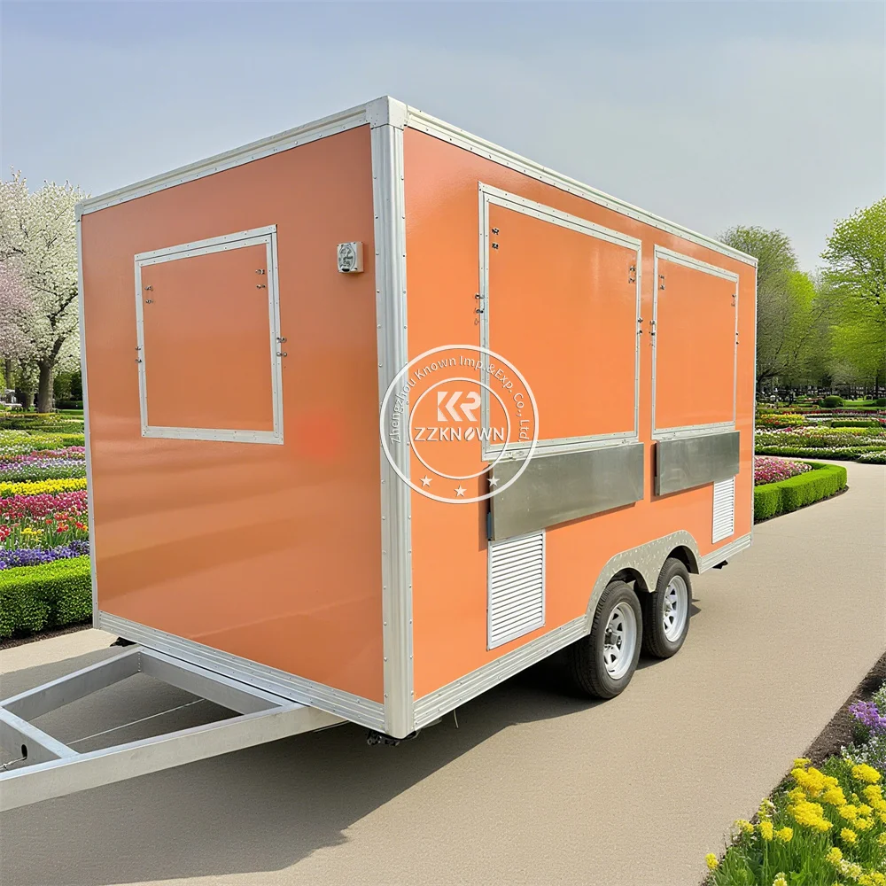 Reboque móvel personalizado de comida de rua, hambúrguer, cachorro-quente, shawarma, churrasqueira, carrinho de comida rápida, caminhão para venda