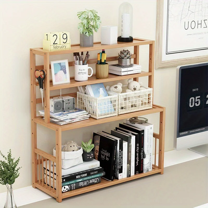 Student bookshelf on desk, simple desktop storage rack, home office, simple small bookshelf, dormitory storage