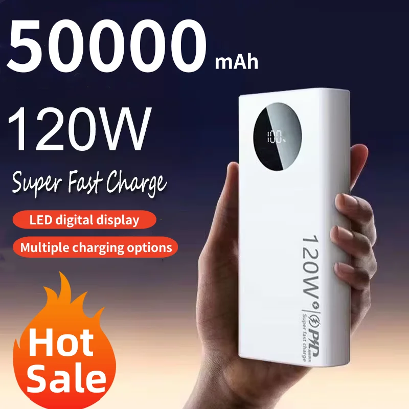 50000mah 120w Power Bank Super Fast Charging High Capacity Power Bank Mobile Phone External Battery For Xiaomi Iphone 2025