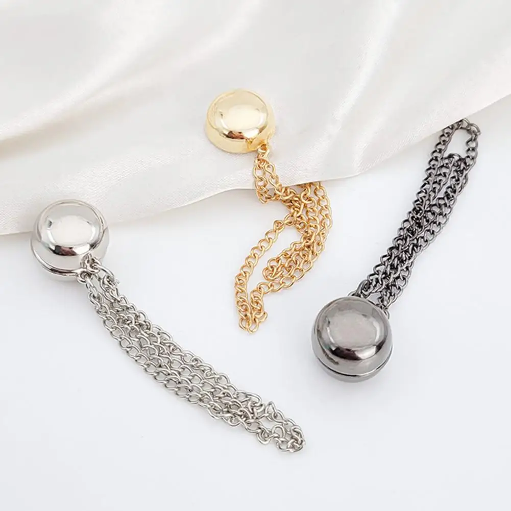 Magnetic Cuff Fixer 2pcs Magnetic Clothing Pins with Chain Adjustable Pants Leg Shorteners Decorative Shirt Sleeve for Easy
