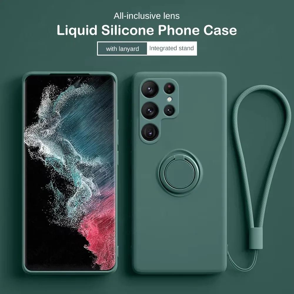 Luxus Flüssigsilikon Magnetische Halter Stand Telefon Fall Für Samsung Galaxy S25 Ultra S24 Plus S23 FE A16 A36 A35 A55 A17 Abdeckung