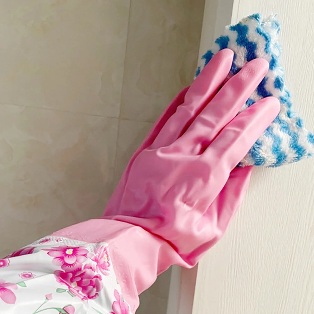 

1Pair Durable Thick Dishwashing Gloves Reusable Kitchen Gloves Non Slip Lightweight Household Cleaning Dish Washing Glove