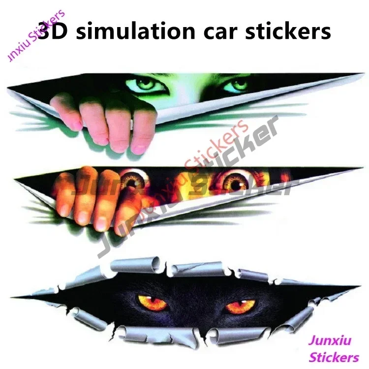Personality Car 3D Stereoscopic Simulation Eye Car Paste Funny Realistic Peeping Decal Peeping Paste Scratch Car Accessories