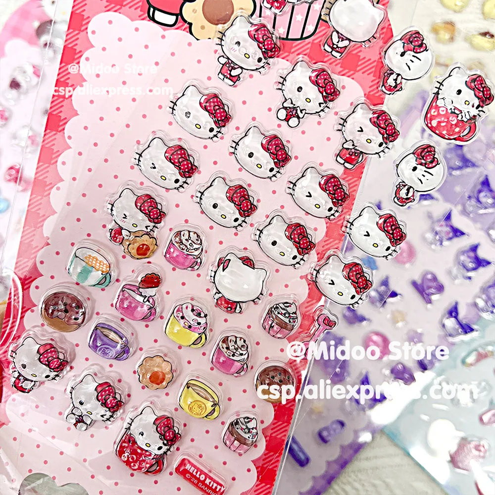 

Genuine Sanrio Embossed Solid Stickers Hello Kitty Kuromi Melody 3D Pop-Up Decorations DIY Phone Cases Waterproof Stickers Toys