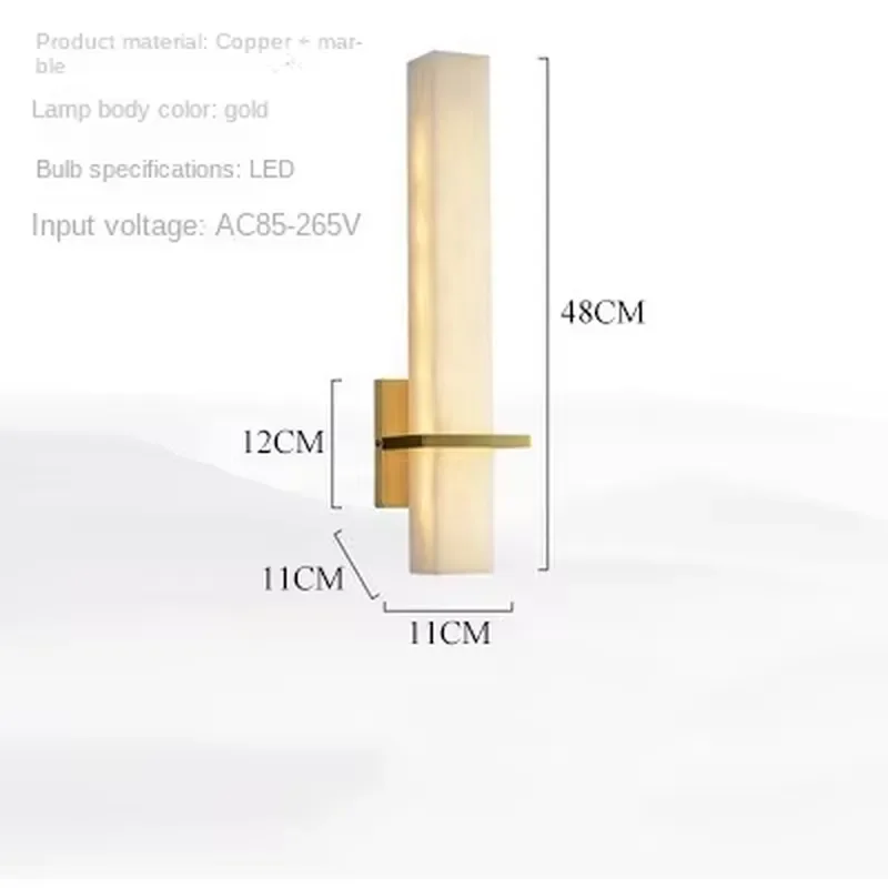 Modern LED Light Wall Lamp for Living Room TV Background Bedroom Bedside Simple Stone Copper Aisle Lamp Minimalist view 5