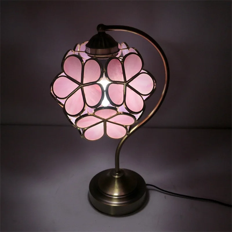 TINNY Tiffany Table Lamp LED Modern Creative Pink Petal Desk Light For Home Living Room Bedroom Bedside Decor