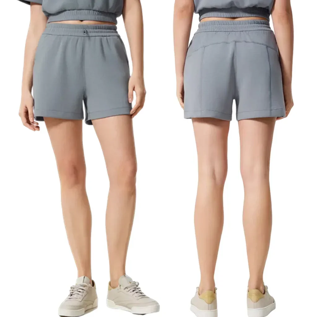 

Лимонные женские свободные шорты, воздушный слой, карманные короткие брюки, повседневные спортивные дышащие шорты, эластичные шорты для йоги на талии