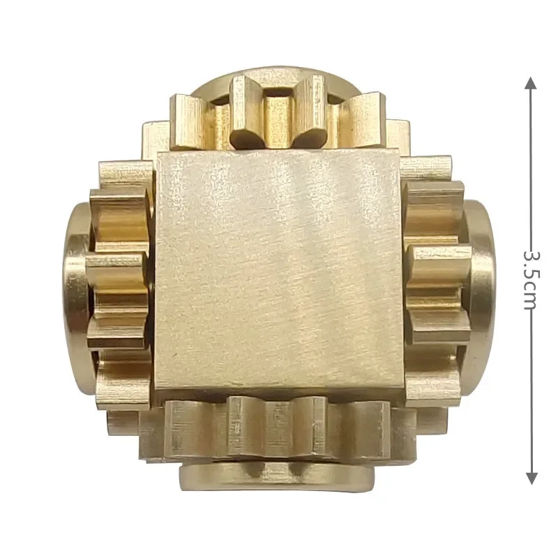 수동 회전 금속 EDC 핑거팁 자이로스코프 구리 4단 기어 연결 큐브 피젯 토이 성인용 스트레스 해소 재미 도구
