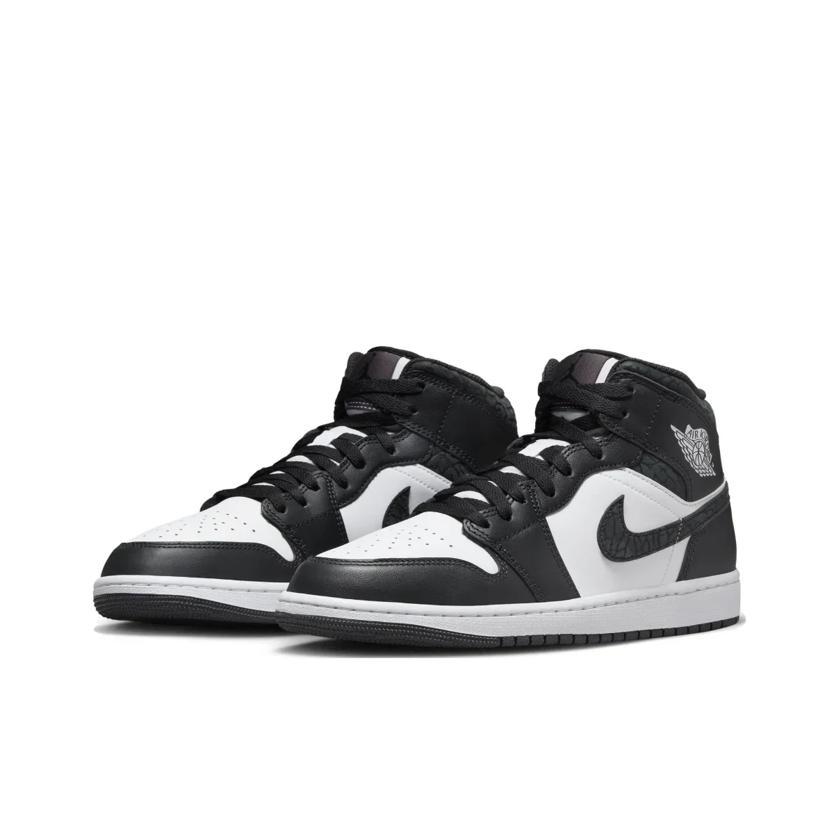 Męskie buty do koszykówki Nike Original Air Jordan 1 MID Classic Wygodne, odporne na zużycie, antypoślizgowe, czarno-białe