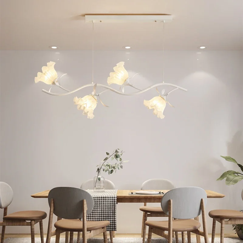 Modern Flower Pendant Lamp Nordic Dining Table Hanging Lamp For Living Room Bedroom Kitchen Decor Creative E27 Flower Chandelier