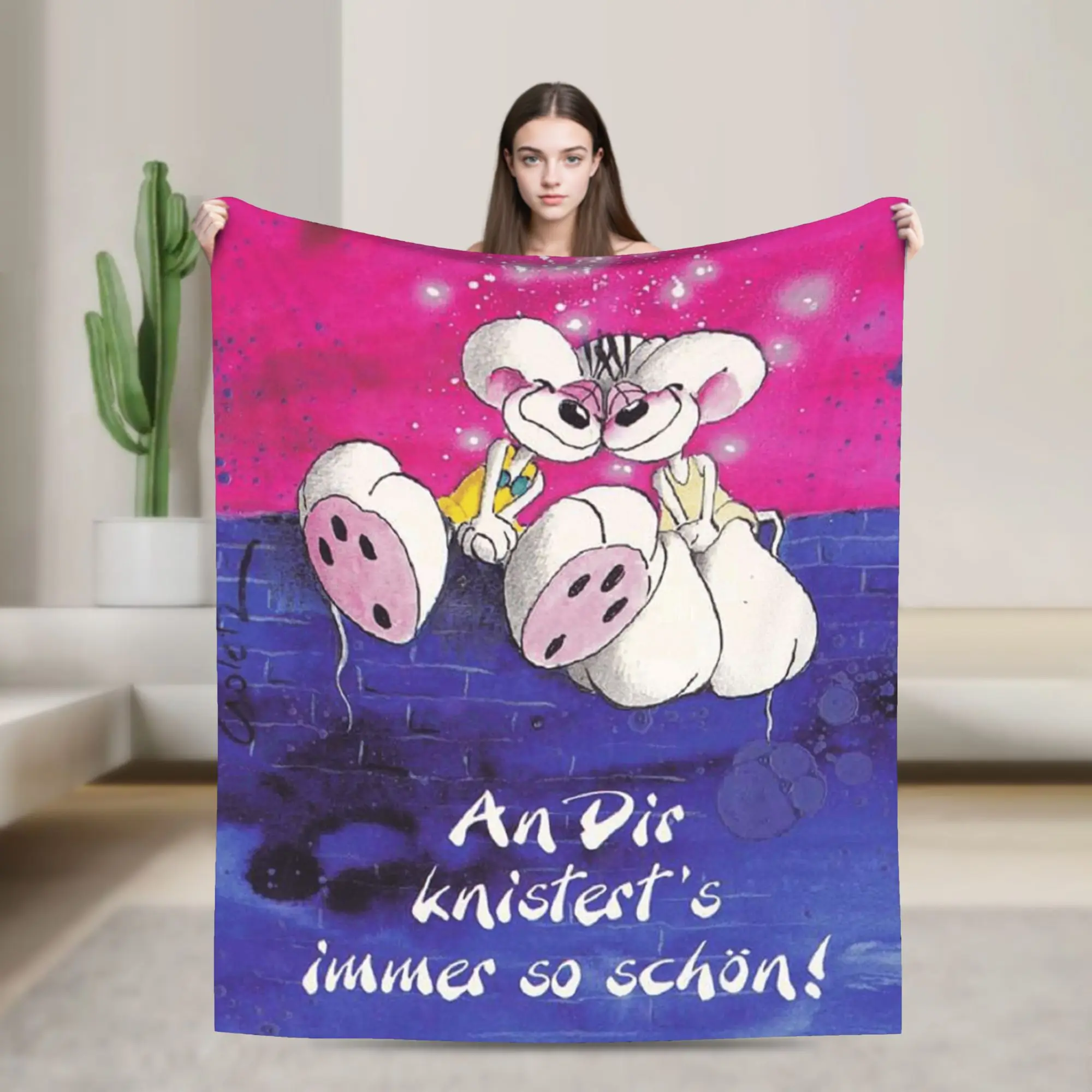 Cartoon Diddl Diddlina Flanelldecke Winter Warme Überwurfdecke für Jungen Mädchen Couch Bett Neuheit Tagesdecke Sofa Bettbezug