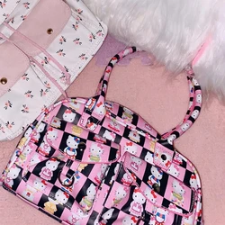 Hello Kitty Sanrio torba na ramię Kawaii Anime kreskówka torebka podróżna z wieloma kieszeniami kosmetyczka zabawki prezenty dla dziewczynek