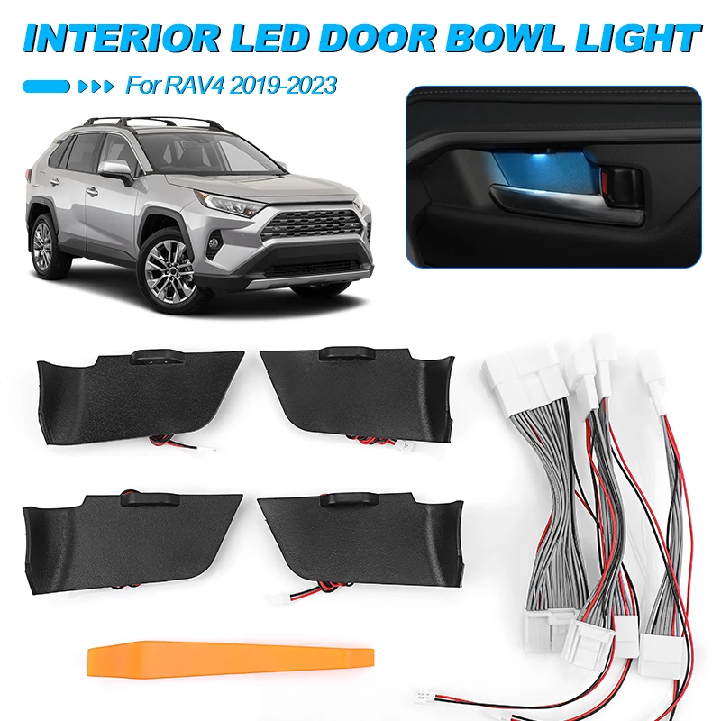 

4pcs LED Bowl Light Door Handle Atmosphere Door Bowl Lamp Ice Blue Ambient Interior Lights For Toyota RAV4 2019 2020 2022 2023