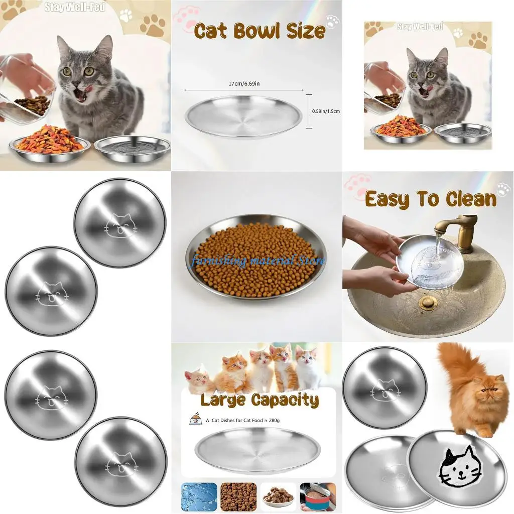 

Y5GD Stainless Steel Cats Dog Bowl Dishwasher Safe Pet Dishes For Indoor Outdoor Use