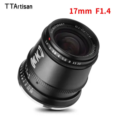 TTArtisan APS-C 17mm F1.4 E X M43 마운트가 있는 여행 인문학 사진에 적합한 광각 대형 조리개 카메라 렌즈