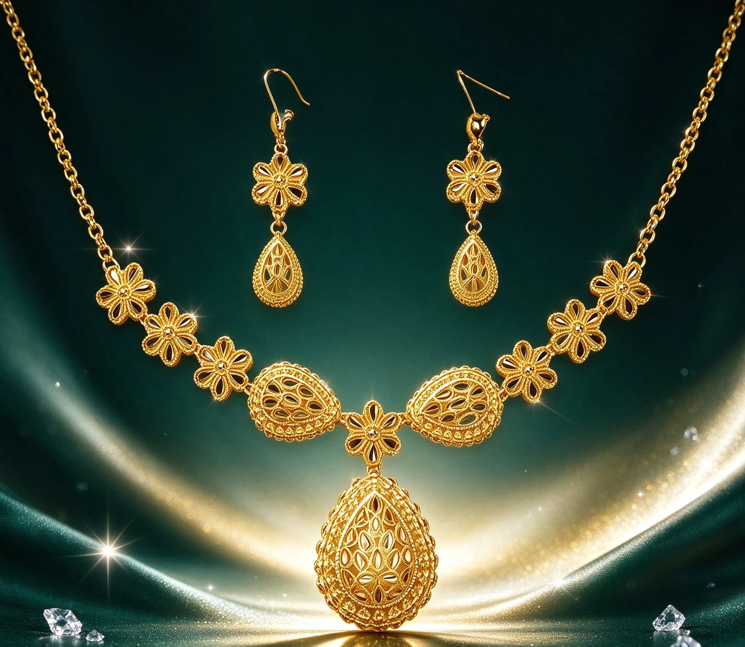 Bridal Necklace Earrings two-piece India Dubai Jewelry drop shaped sarcopenia jewelry setgift Giving gifts for friends
