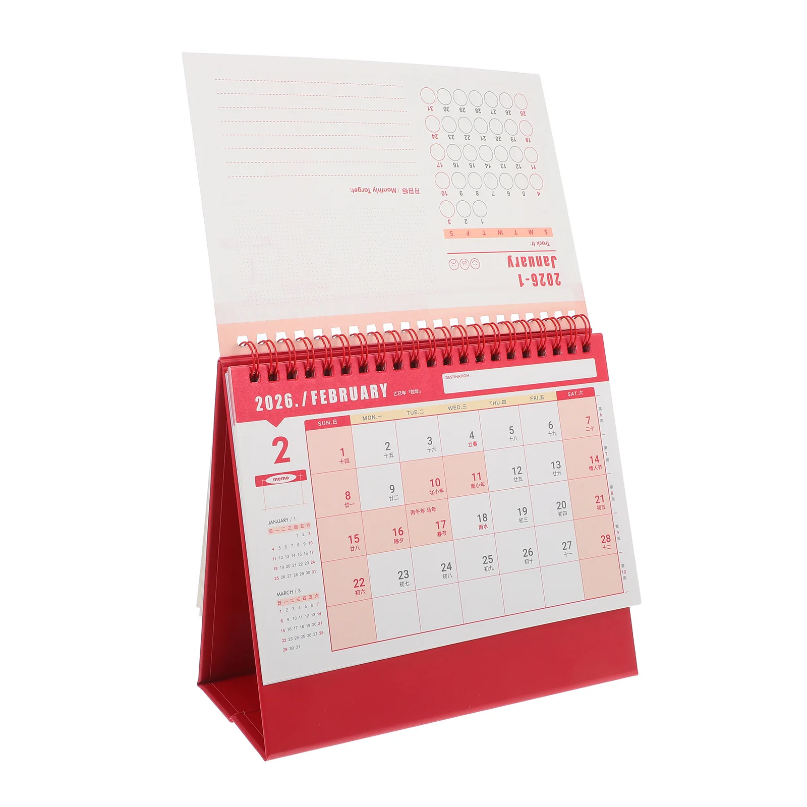 Small Desktop Calendar 2026 Twin Wire Binding Monthly Planner Minimalist Design for Office Home School Mini Calendar Notepad