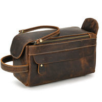 Cowhide Toiletry Bag Men Leather Cosmetic Bag Man Woman Wash Bag Storage Bags Genuine Leather Handbag for Make Up Dopp Kit Male