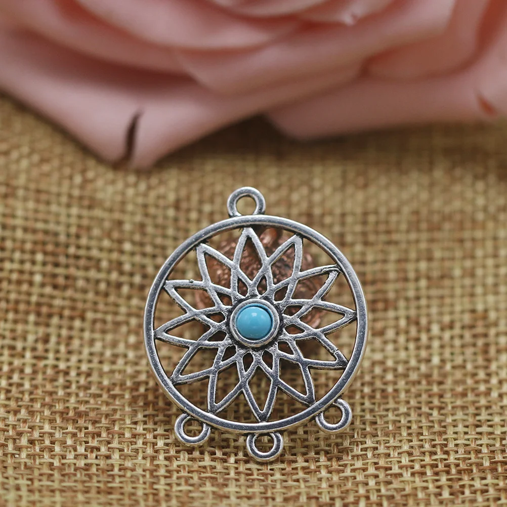 

20Pcs Turquoise Alloy Hollow Dreamcatcher Charms Pendant DIY Jewelry Making Necklace Bracelet Craft Accessories
