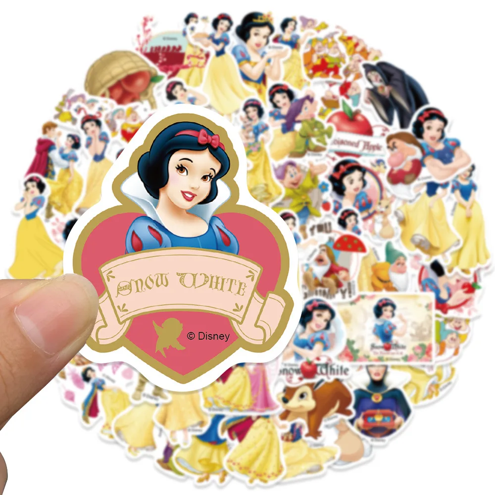 50PCS การ์ตูนดิสนีย์สโนว์ไวท์สติกเกอร์ภาพยนตร์อะนิเมะ Decal สเก็ตบอร์ดกีตาร์แล็ปท็อปหนังสือ Kawaii สติกเกอร์แพ็คเด็กผู้หญิงของเล่น