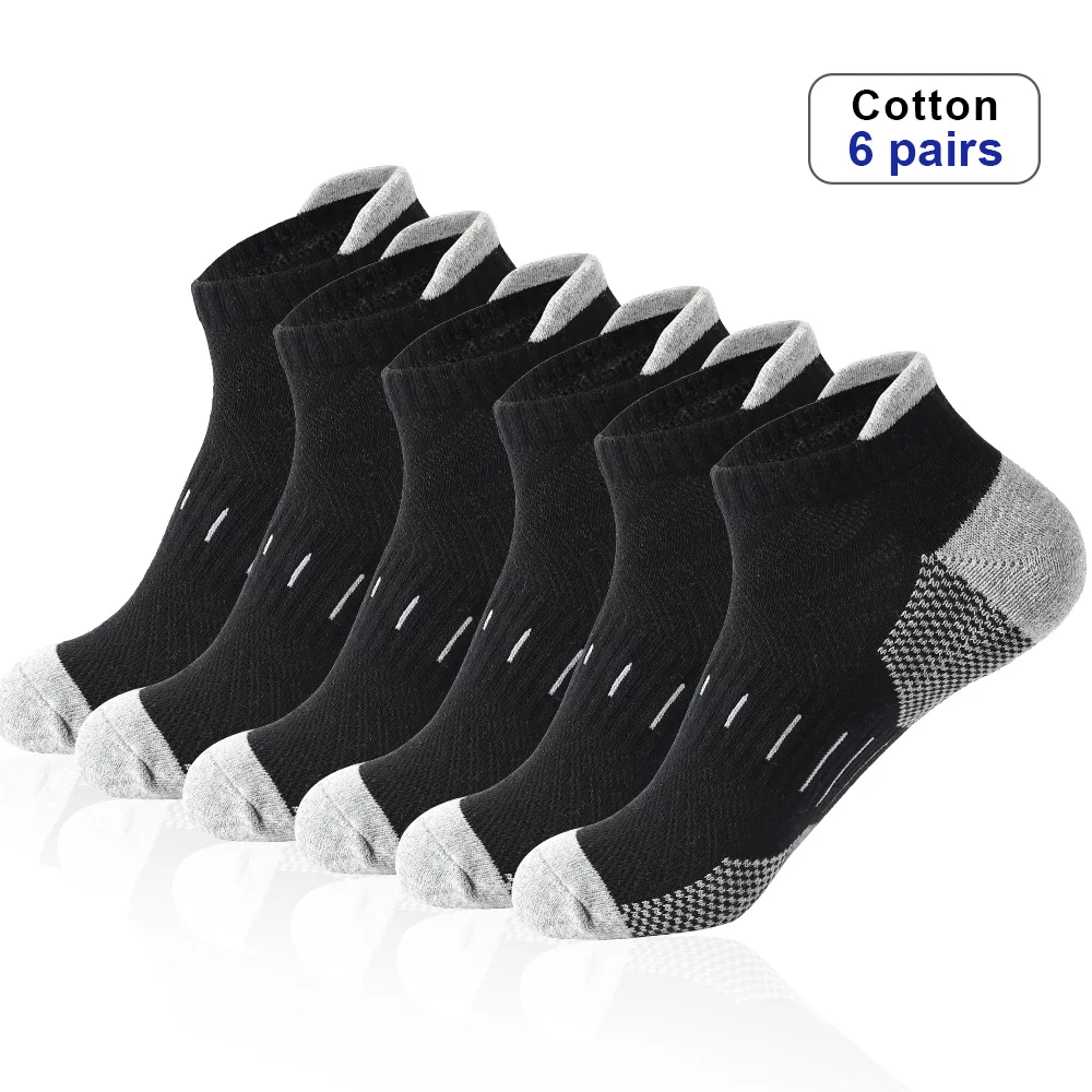 Calcetines deportivos transpirables para hombre, medias gruesas de algodón para correr al aire libre, baloncesto, entrenamiento, tubo corto, lote de 6 pares