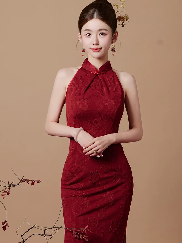 

Красный новый китайский свадебный халат для невесты, женская одежда