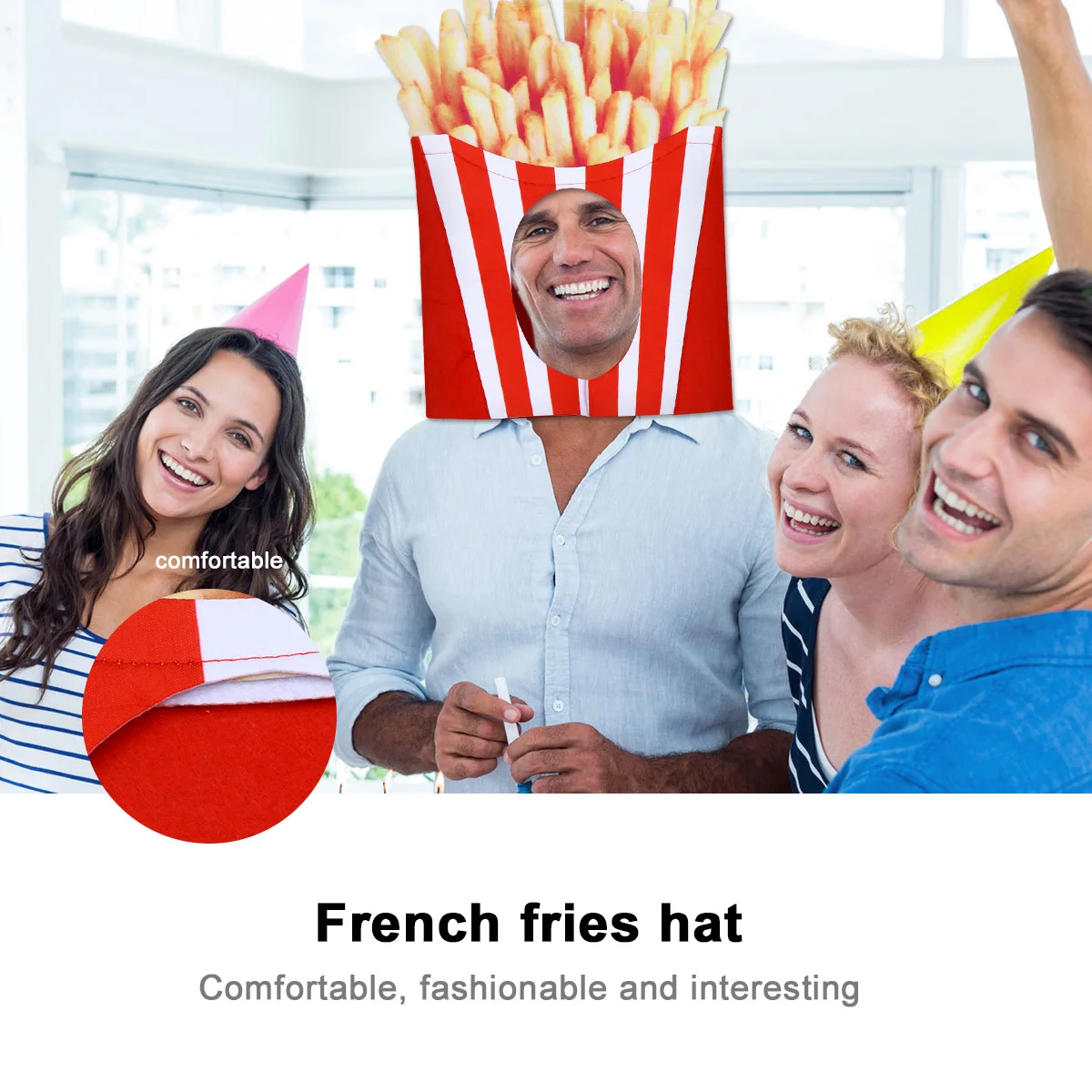 

1 шт., шляпа с картофелем фри, красный фетровый головной убор премиум-класса в форме еды, мягкая многоразовая забавная праздничная шляпа для рождественского парад, фотосессии