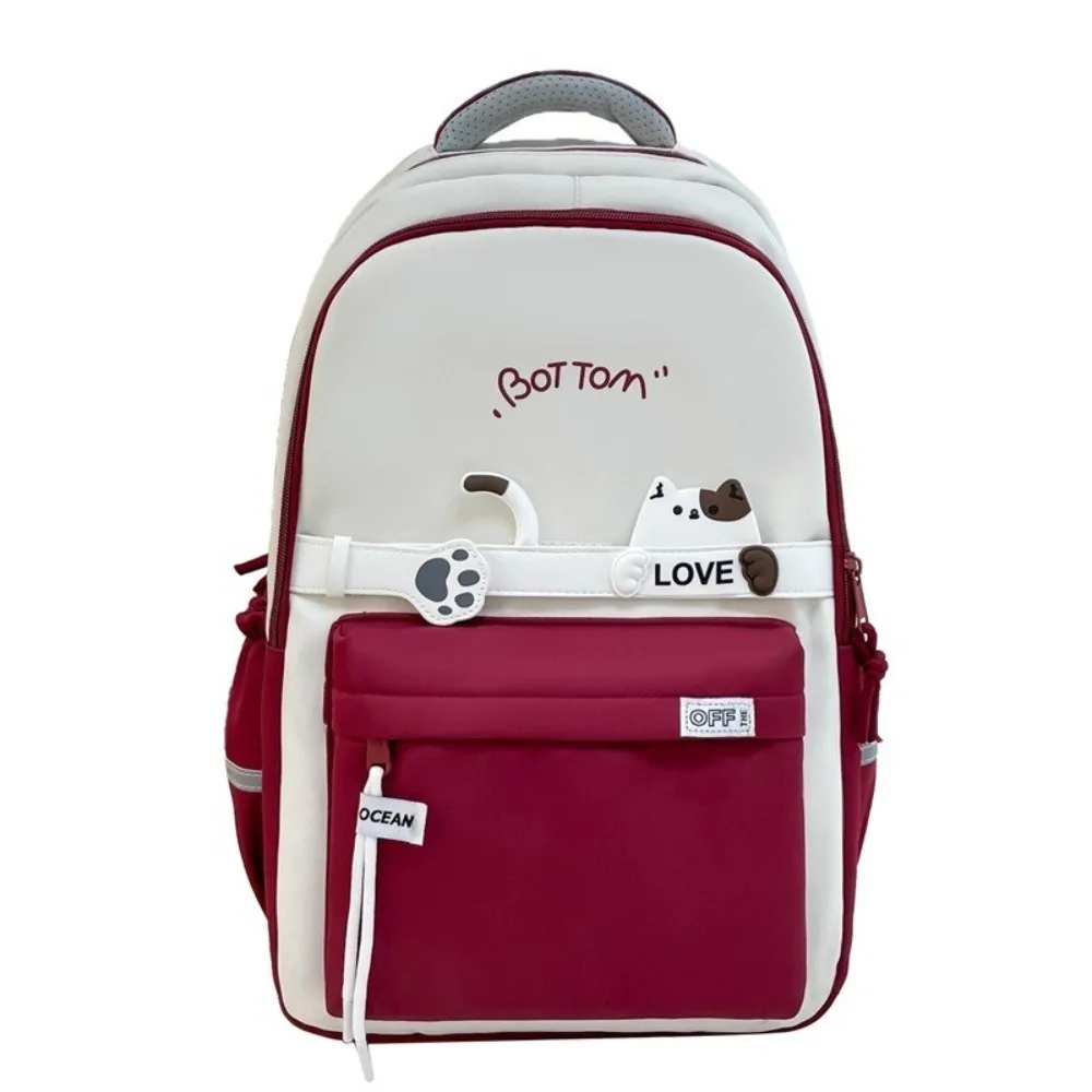 Zaino da scuola per studenti impermeabile Borsa da scuola per gatti carino in nylon di grande capacità Borsa a tracolla casual per cartoni animati multitasche per ragazze e ragazzi