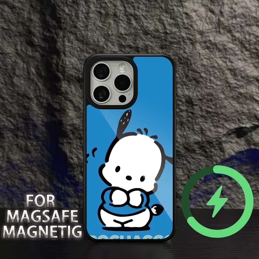 MINISO Sanrio Pochacco  Phone Case For iPhone 15 14 13 12 11 Pro Max Plus Magsafe Magnetic Wireless Charging Cover image 5