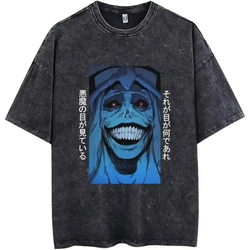 Anime Jujutsu Kaisen Gojo Satoru T Shirt Washed Men Women Cotton Harajuku T-Shirt Ryomen Sukuna Retro for Men and Women Tops Tee