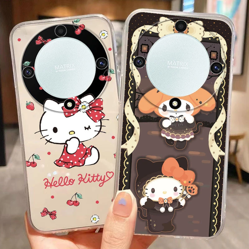 حافظة هاتف كورومي هالو كيتي سينامورول لهاتف هونور X9c X9a X9b X30 Magic4 Magic 5 Magic6 Lite هواوي ميت 20 لايت غطاء شفاف