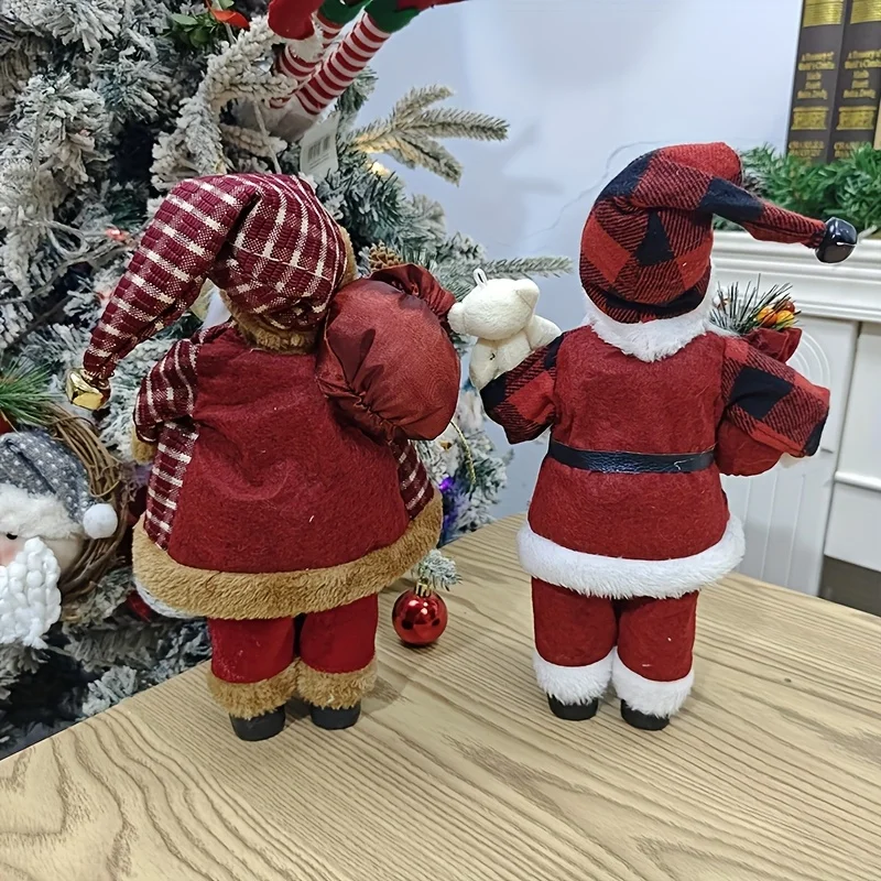 12-Inch Santa Claus Figurine - Detailed Plastic & Fabric Christmas Decor with Red Suit Beard Hat for Indoor Display or Gift