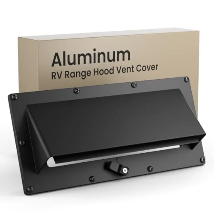 

RV Accessories Exterior- Metal Exhaust Vent Cover with Adjustable Depth Includes Butyl Tape Aluminum Stove Hood Replacement for