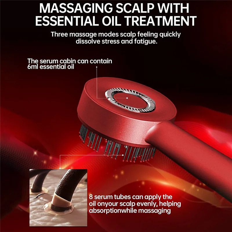 N18R الكهربائية زيت الشعر قضيب تدليك فروة الرأس فرشاة 3 طرق مخصصة للاسترخاء وموزع زيت مقاوم للماء IPX7