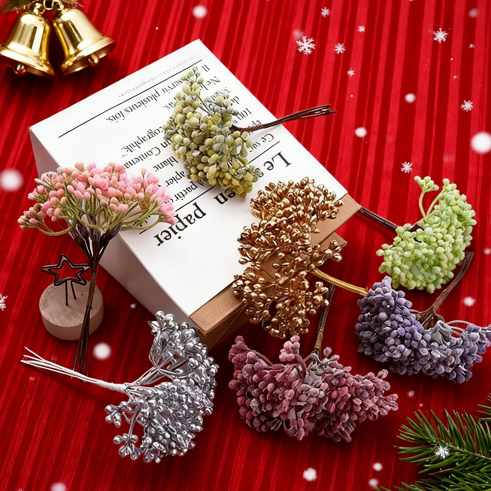 6/12 stücke Künstliche Pflanze Kunststoff Staubblatt Hause Zimmer Decora Zubehör Weihnachten Baum Blumen Kränze Hochzeit Braut ClearanceProp
