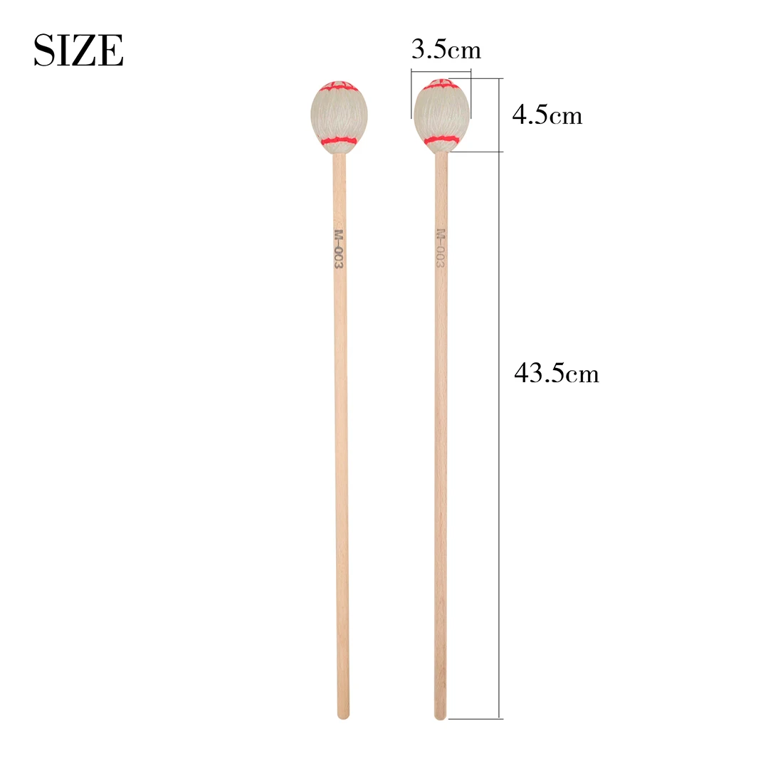 2pcs Marimba Mallets Percussion Accessories Maple Handle Drumsticks for Xylophone Glockenspiel Bells Musical Instrument Parts