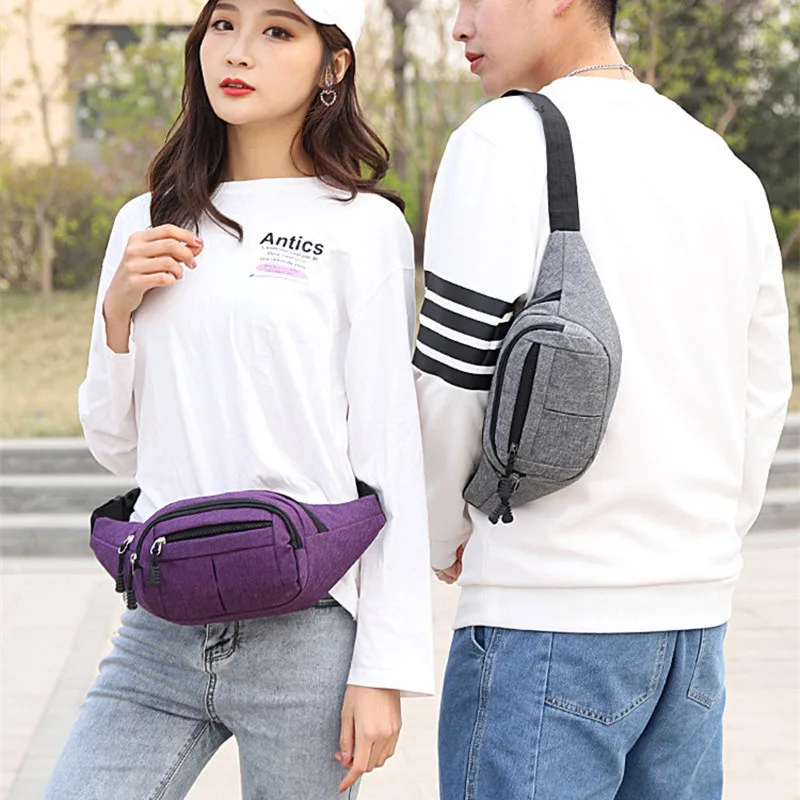 Men\'s Breast Package Waterproof Outdoor Sports Bags Canvas Pouch Korean-style Waist Bag Fanny Pouch Crossbody Male Banana Bags