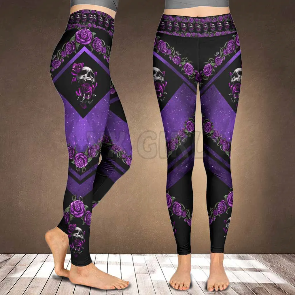 You Will Dead Day Floral Sugar Skull 3D Printed Leggings Sexy Elastic Female Skinny Leggings Gothic Yoga Leggings