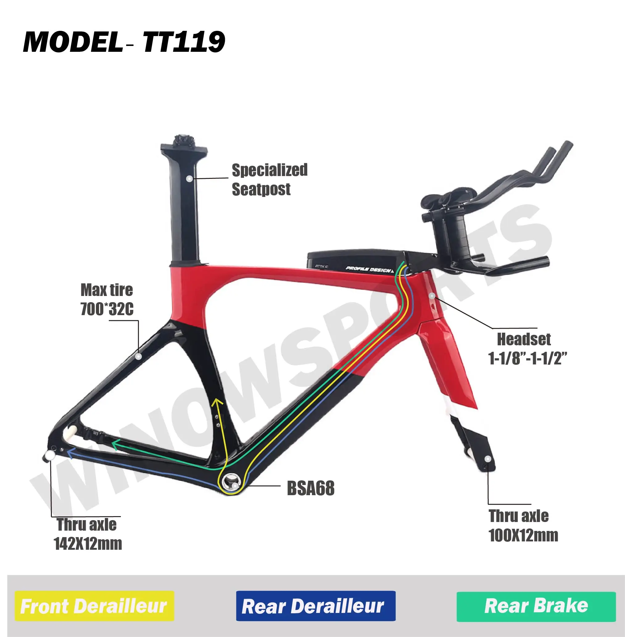 WINOWCYCLE Upgraded New bar HB052 New stem Carbon Time trial TT bike Frame Triathlon bicycle frameset High-end Product