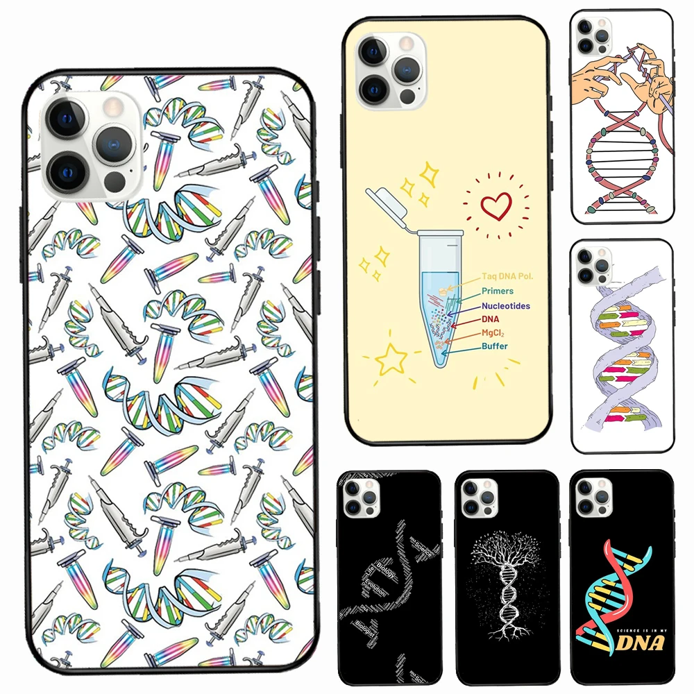 Retro DNA Science Illustration Soft Cover For Apple iPhone 11 14 12 Pro Max 13 mini SE 2020 X XR XS Max 7 8 Plus Phone Case