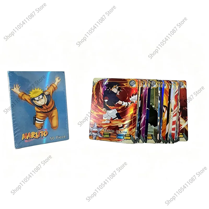 50 Stück Naruto Englische Karten Flashy Kakashi Uzumaki Naruto Sasuke Brettspiel Originalverpackung Kindergeschenk Sammelkarten