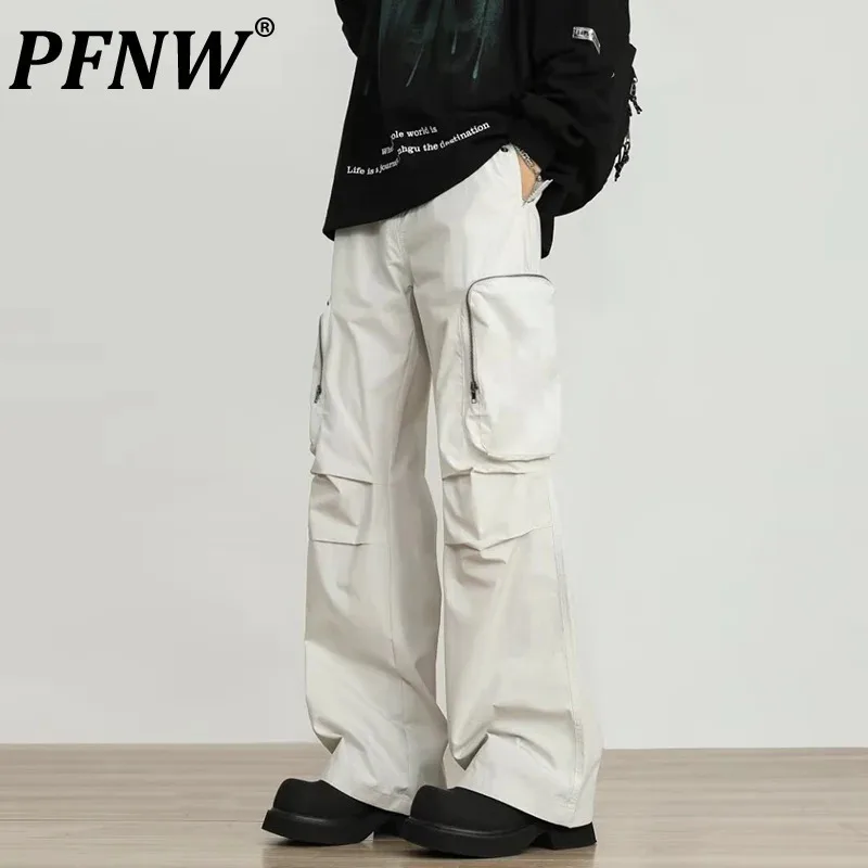 PFNW Functional Design Men's Casual Pants Three-dimensional Multi-pocket Loose Solid Color Straight Wide Leg Trousers 12C1068