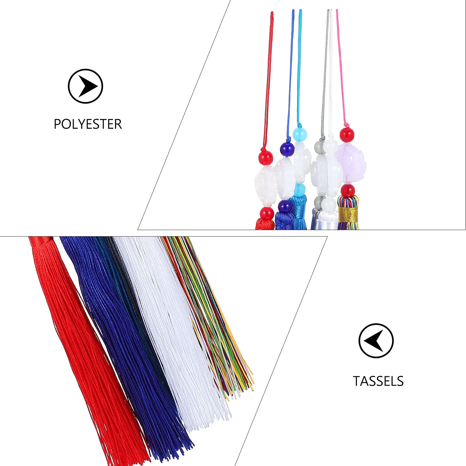 

18 Pcs Polyester Chunky Tassels Imitation White Jade Craft Making Key Ring Pendant DIY Tassel Hat Keychain Hanging Decor