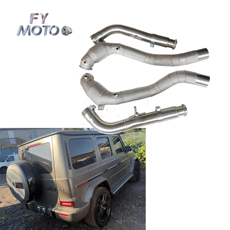 

Exhaust Catted Downpipe For Mercedes Benz AMG G63 G500 G-class W464 2018+ With Heat Shield Long Wheel