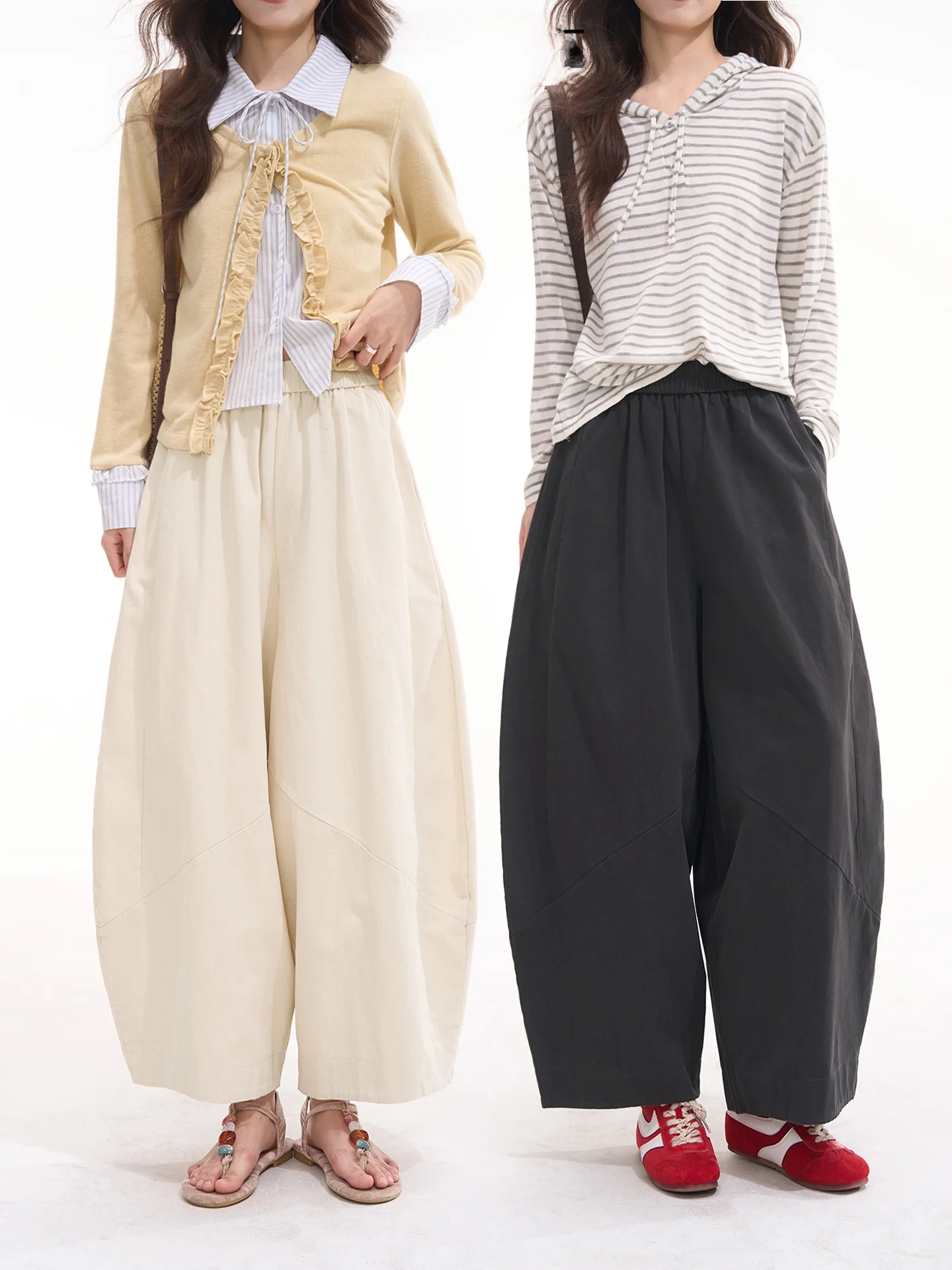 

Женские свободные брюки-баллоны Heme с высокой талией из хлопка, повседневные, с эффектом потертости, укороченные, для лета и весны