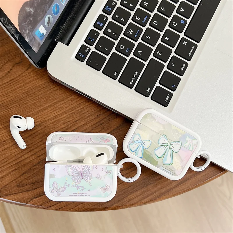 Cartoon Painted butterfly Earphone Case For Airpods 3 2 1 Pro Cover with Charm Silicone Headphone Charging Cases For Airpods 3