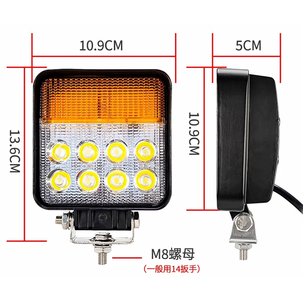 2Pcs 12V - 80V 30W LED Forklift Front Light Loader Headlight Excavator Work Light Tractor Turn Signal Indicator Aluminium Alloy