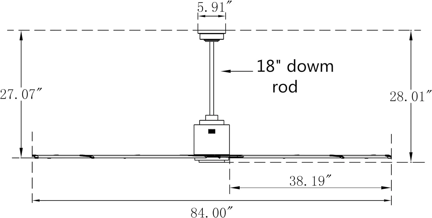 84 Inch Industrial DC Motor Ceiling Fan, Damp Rated Indoor or Covered Outdoor Ceiling Fans for Home or Commercial,