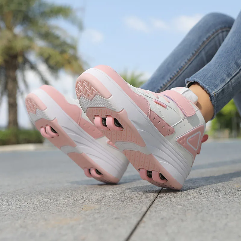 

Lightweight Roller Sneakers for Students: Boys' & Girls' Wheeled Shoes, Teens' Roller Skates for Commuting