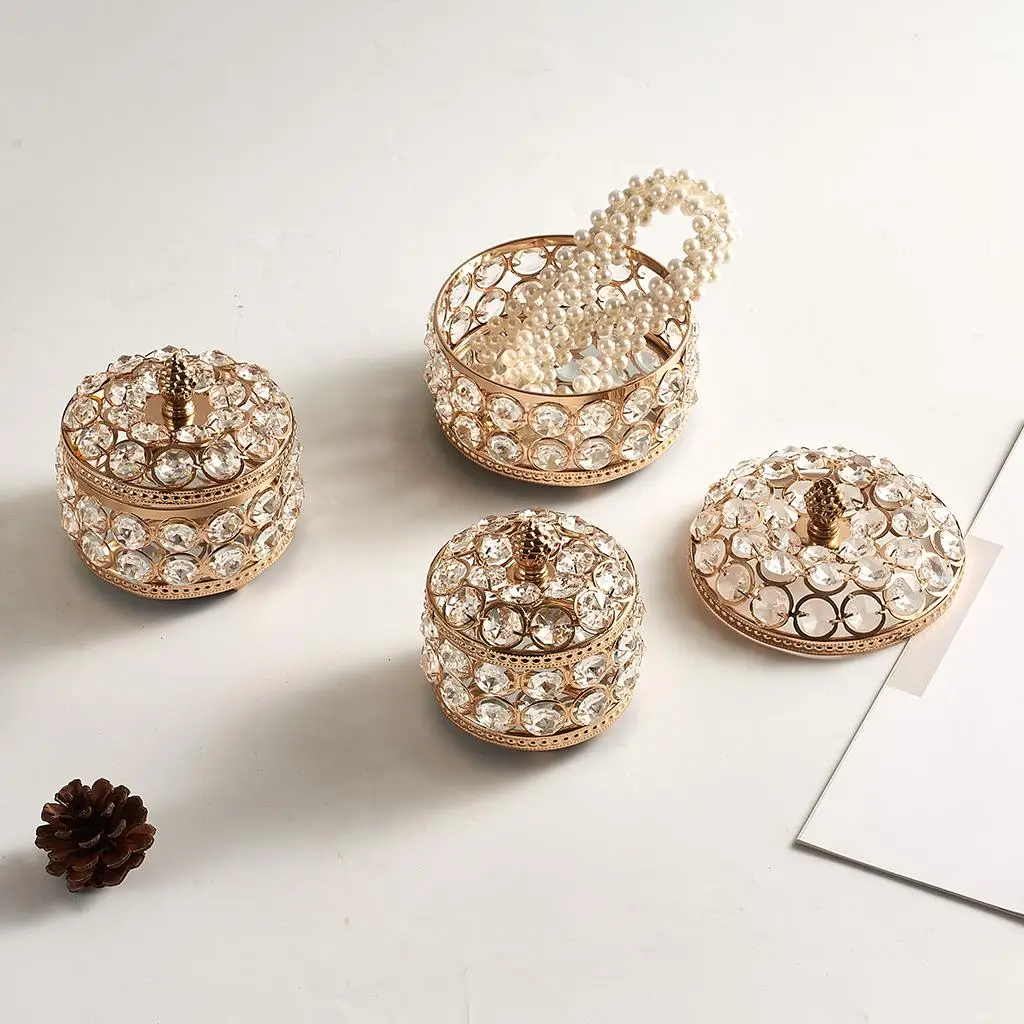 Crystal Jewelry Box Organizer for Necklace Earring Bracelet Charm Watch Storage Vintage Decor for Home Family